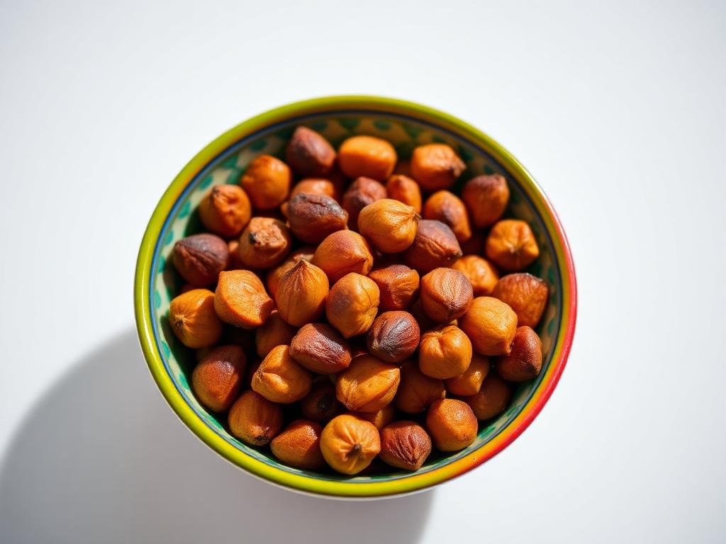 Roasted masala makhana fox nuts in a colourful bowl